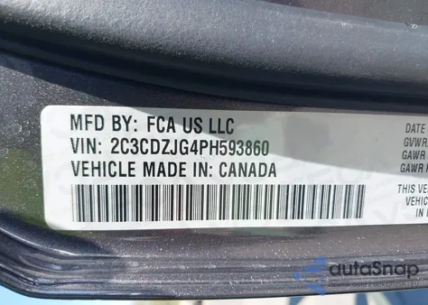 2023 Dodge Challenger Gt z USA, uszkodzony, nr VIN 2C3CDZJG4PH593860
